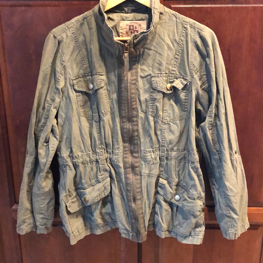 Faded Light Olive Green Utility Jacket